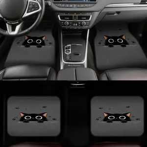 4pcs Car Floor Mats, Car Interior Accessory, Car Accessories for SUVs or Hatchbacks, offering Convenient Cleaning surfaces and Thoughtful Present opportunities, while Travel with Pets and Family Car Use are enhanced by the Cat Peeking Adventure Pattern.