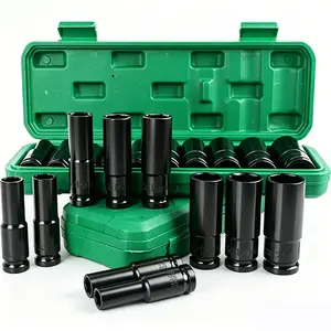 1/2" Drive Metric Deep lmpact Socket SetPneumatic Wrench Head Tire Removal ToolSocket Head Kit Hex Socket 8-24 mm Hand Toolwith Hard Storage Box