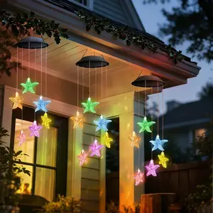 Solar Starfish Wind Chime Light, Smart Light Control, 7-Color Auto Change, Garden Christmas Halloween Wedding Decor, Balcony Courtyard Lighting