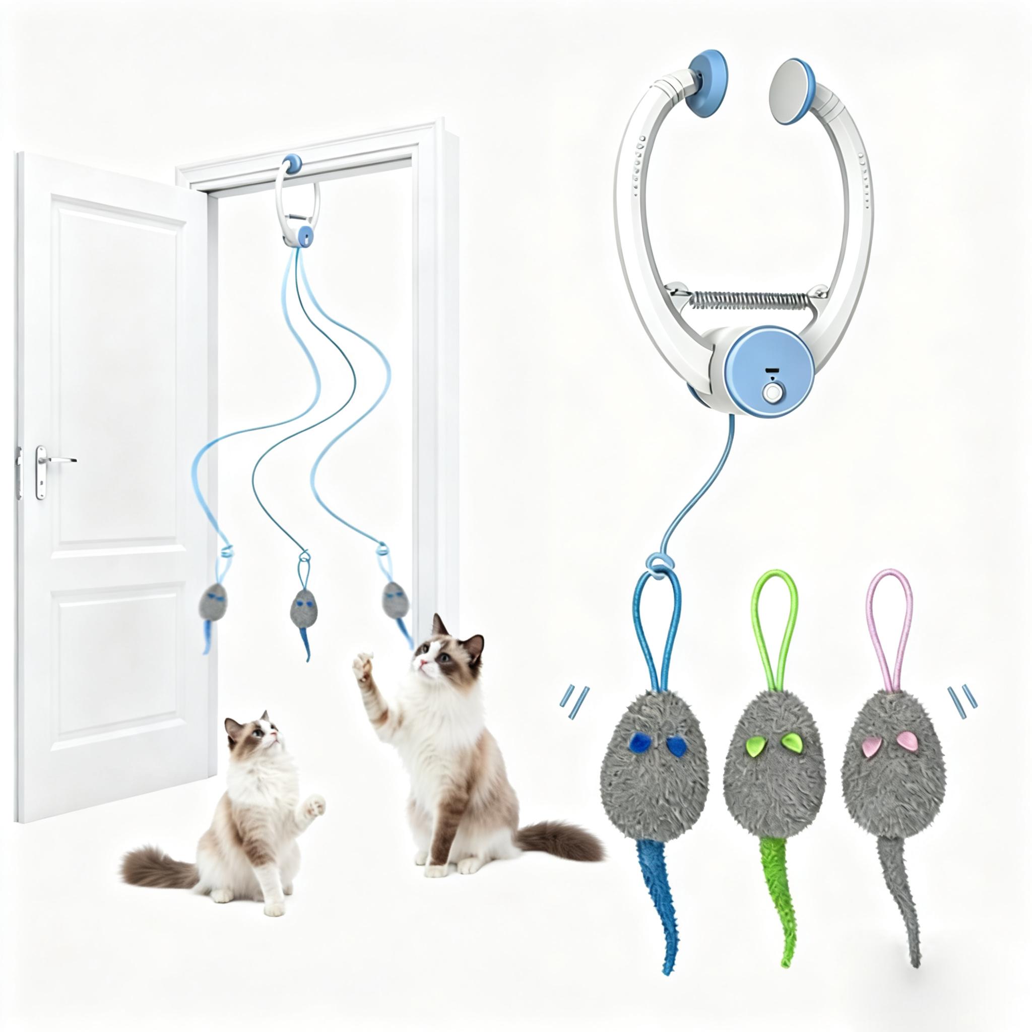Electric Cat Toy, Rechargeable Door Clip Design,For indoor use Rotation and Jumping, Stimulates Mind & Body, Best Kitten & Adult Cat Enrichment Stimulation Toy with，Cat Toys, Cat Stuff，Perfect Gift