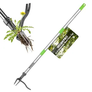 #fathersdaygift WORKPRO Weed Puller Tool with Long Adjustable Handle (33", 46"), Stand Up Heavy Duty Weed Remover- 4 Claw Steel Head & Foot Pedal for Easy Weeding, Detachable Dandelion Picker for Lawn/Yard/Garden