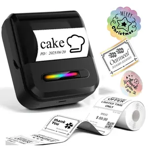 Mini Wireless Thermal Shipping Label Printer, Portable Monochrome USB Charging, Ideal for Small Businesses, Home, Office, Clothing Tags