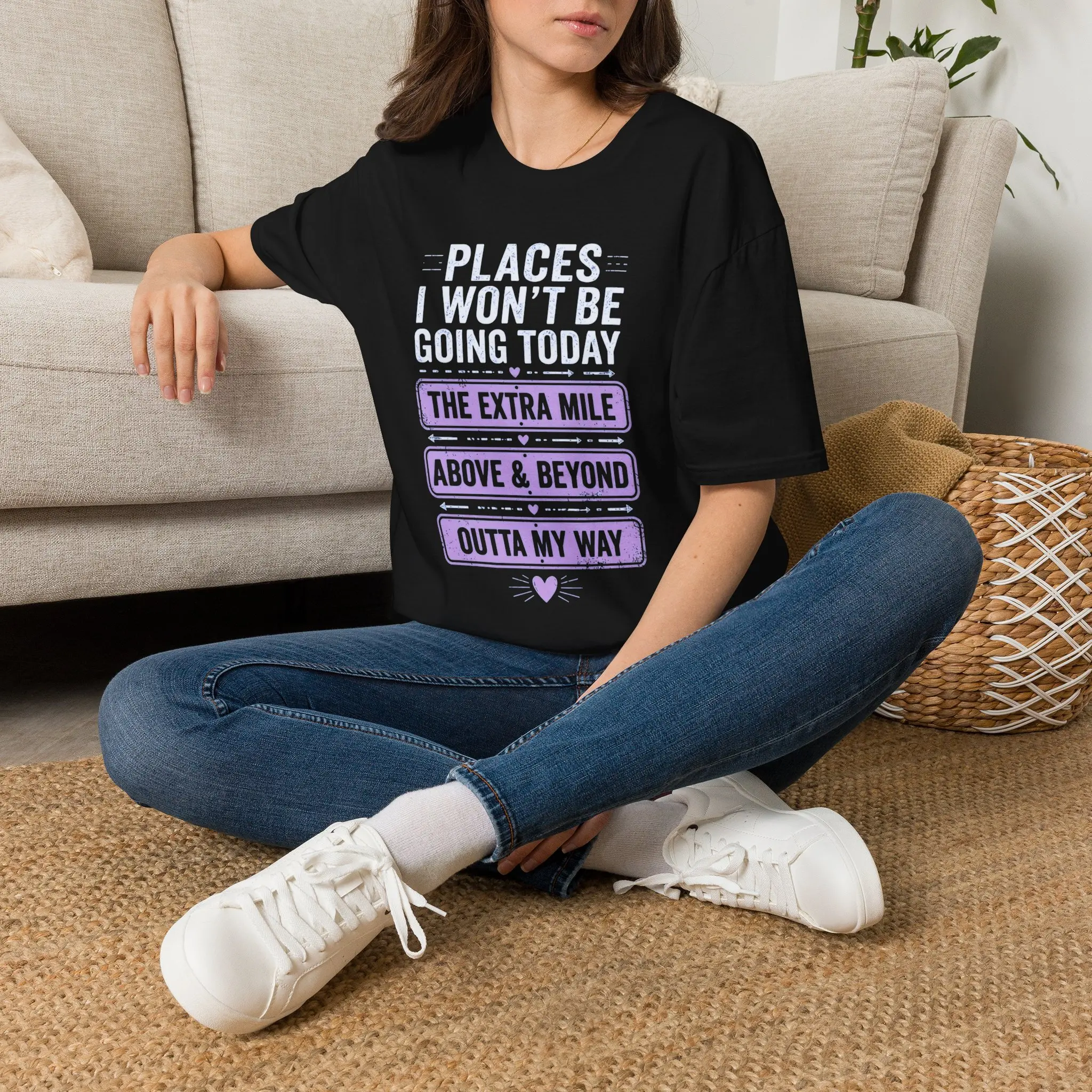 Men's Round Neck Ribbed Knit Short-Sleeve Apparel - "Places I Won't Be Going Today" Sarcastic Introvert Graphic T-Shirt, Office Coworker Birthday Gift, Burnout Humor Casual Tee