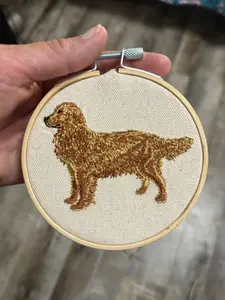 Golden Retriever Dog Machine Embroidered and a Framed! Unique Canine Charm Tabletop Decor for Home or Office! Other Designs and Breeds Available! Desktop Decoration Signs