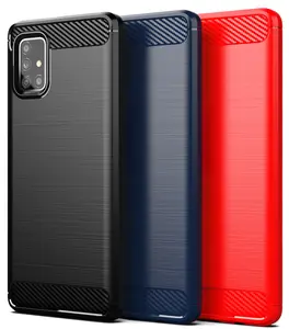 Nakedcellphone [CARBON FIBER SERIES] Flexible TPU Slim Phone Case Cover [Anti-Shock, Anti-Fingerprint] for Samsung Galaxy A51 5G UW Phone (VERIZON ONLY)