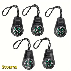 5 Piece Mini Survival Compass Set, Waterproof Acrylic, Essential Outdoor Adventure Tool, Includes Lanyard, No Batteries or Magnesium Rods, Camping Accessories, Camping Supplies, Survival Gear