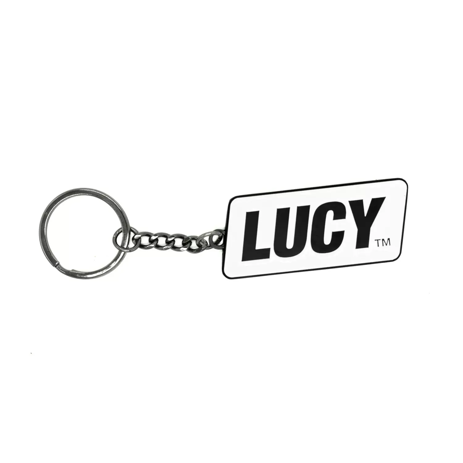LUCY Logo Keychain, Enamel Keychain with Gunmetal Keyring and chain