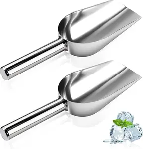 2 count Ice Scoop for Freezer, 6 Oz Metal Ice Scooper, Stainless Steel Small Scoops with Round Bottom for Ice Machine Kitchen Flour Bar Party Wedding Pet