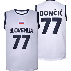 Men's Embroidered Basketball Jersey #77 SLOVENIJA DONCIC Breathable Fabric Machine Washable All-Season Casual Streetwear Durable Sportswear Game Day Outfit Sizes S-3XL