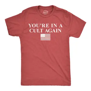 Mens Funny T Shirts Youre In A Cult Again Sarcastic Politics Graphic Novelty Tee for Men Mens Funny T Shirts Cool Vintage Fashion T-Shirt Gift Classic Menswear Funny Political Short Sleeve Novelty Tees for Guys Red - Cult