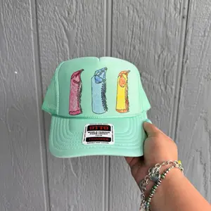 Colorful cowgirl chaps trucker hat