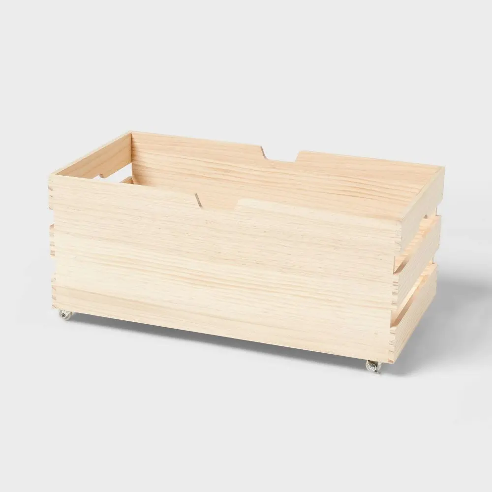 Large Wood Bin with Wheels - Brightroom