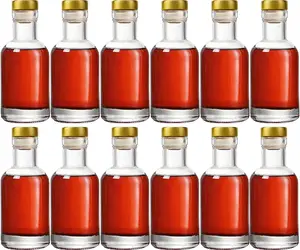 Clear Glass Bottles 3 oz - 100ml [Pack of 12] for  Beverages Drinks Oil Vinegar Kombucha  Water Soda with Cork Stopper Airtight Lid