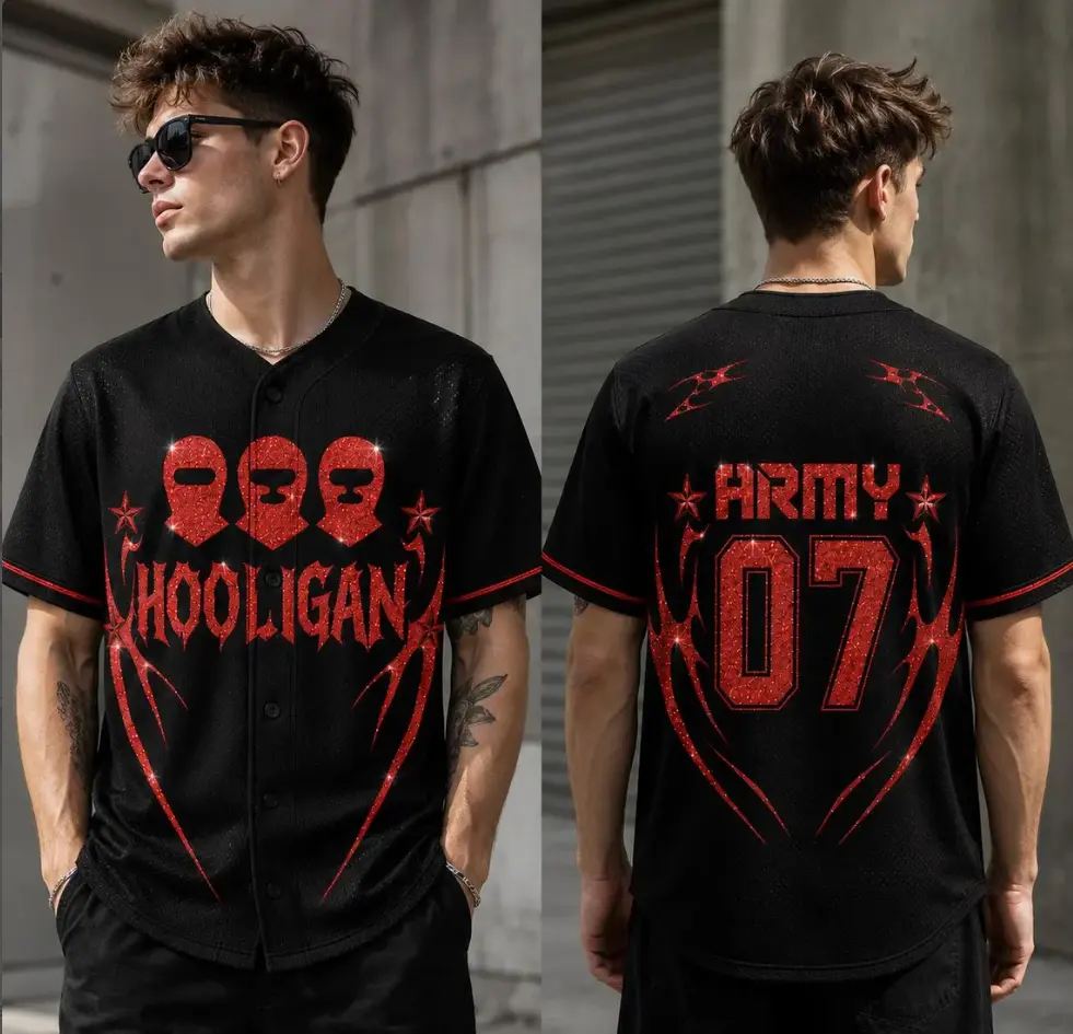 Personalized Korean Music ARMY Jersey, Custom Name Number 07 Baseball Shirt, Oversized Festival Streetwear