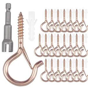 20 Pcs Rose Gold Q-Shape Hooks, 2.16 Inches, for Hanging String Lights, Plants, Bird Feeders, Lanterns, Festival Decorations