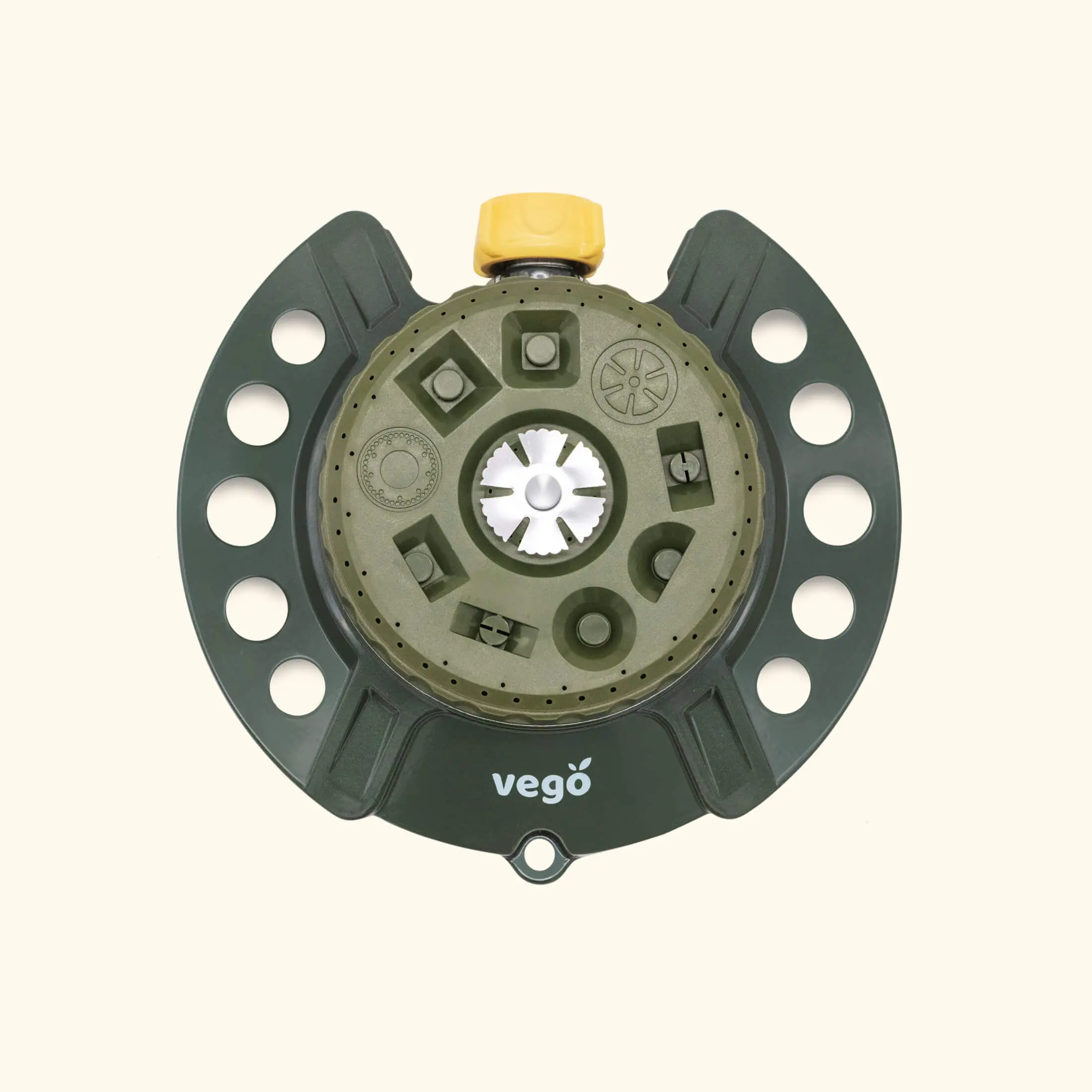 Vego Turret Pattern Sprinkler for Garden Watering, 9-Pattern Garden Supplies Sprinkler, Heavy-Duty Metal Base, Up to 1115 sq ft Coverage, Watering For Garden