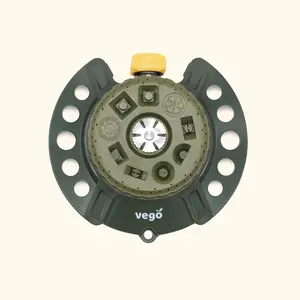 Vego Turret Pattern Sprinkler, 9-Pattern, Heavy-Duty Metal Base, Up to 1115 sq. ft Coverage
