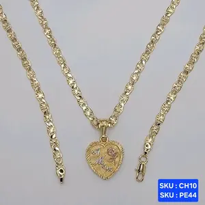 #1 Mom (#1 Mama) Necklace 3 color Pendant , Chain  14k color 24 inches 5mm wide Laminated gold #1 Mom. SKU : CH10, SKU : PE44