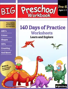 Big Preschool Workbook: Ages 2-5, 140+ Worksheets of PreK Learning Activities, Fun Homeschool Curriculum, Help Pre K Kids Math, Counting
