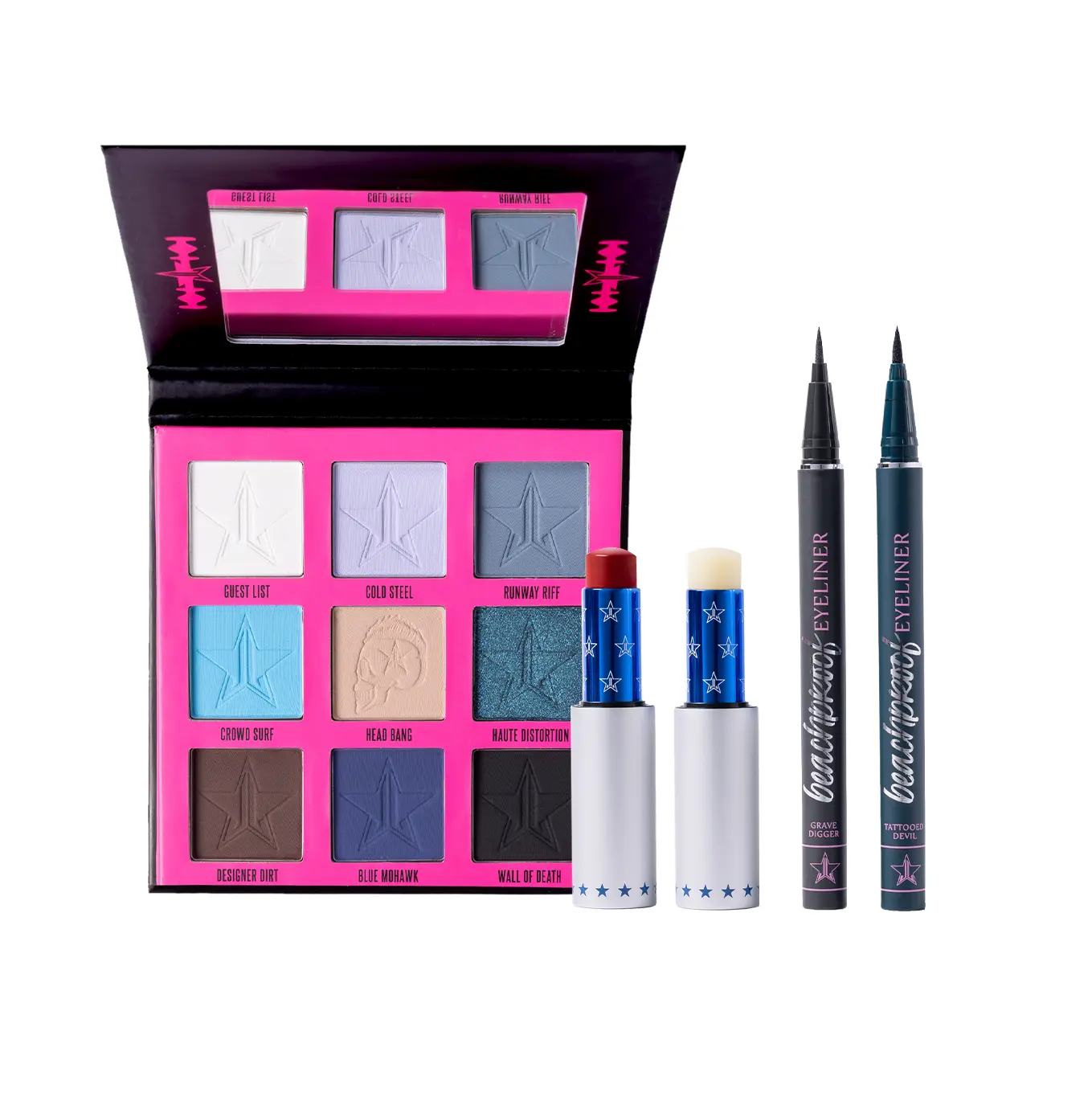 Ultimate Heavy Metal Couture Bundle - Heavy Metal Couture 9-Pan Palette, BeachProof Eyeliner 'Tattooed Devil' & 'Grave Digger', Lip Balm 'Encore' & 'Unicorn Blood'