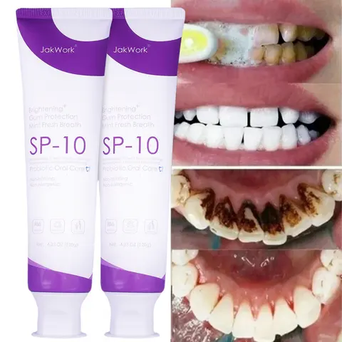 JAKWORK 2pcs SP10 Super Probiotic Toothpaste - Non-Toxic Mint, Gentle Effective, Anti-Bacterial, Alcohol-Free Dental Care, Teeth Stain Remover, Brighter Pearly Whites & Fresh Breath
