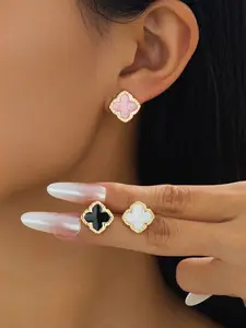 Elegant Four-Leaf Clover Earrings for Women, Oil-Drop Design, High-Quality Fashion Jewelry, Perfect Gift Idea, Ear Studs