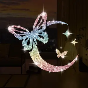 Sparkling Moon & Butterfly Design Car Sticker, Decal For Cars, Truck Car Decal, Vehicle Exterior Decoration, Automotive Decoration, Car Exterior Decorative Sticker, Car Exterior Decoration Accessories for Car