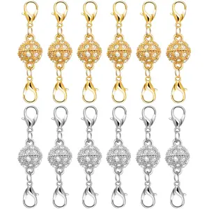 12 Pack Magnetic Necklace Clasps and Closures Necklace Jewelry Extender with Strong Magnet Magnetic Gold and Silver Plating Gift Stainless Steel Pendant