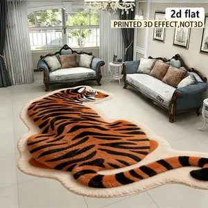 2D flat, tiger-shaped carpet living room carpet irregular high-end bedroom headboard sofa coffee table dressing table stool pad Indoor Floor Rug