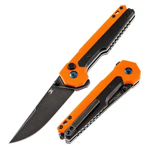 KANSEPT EDC Tac Button Lock Knife G10 + Titanium Handle (3.1''CPM-S35VN Blade)Mikkel Willumsen Design-K2009Series