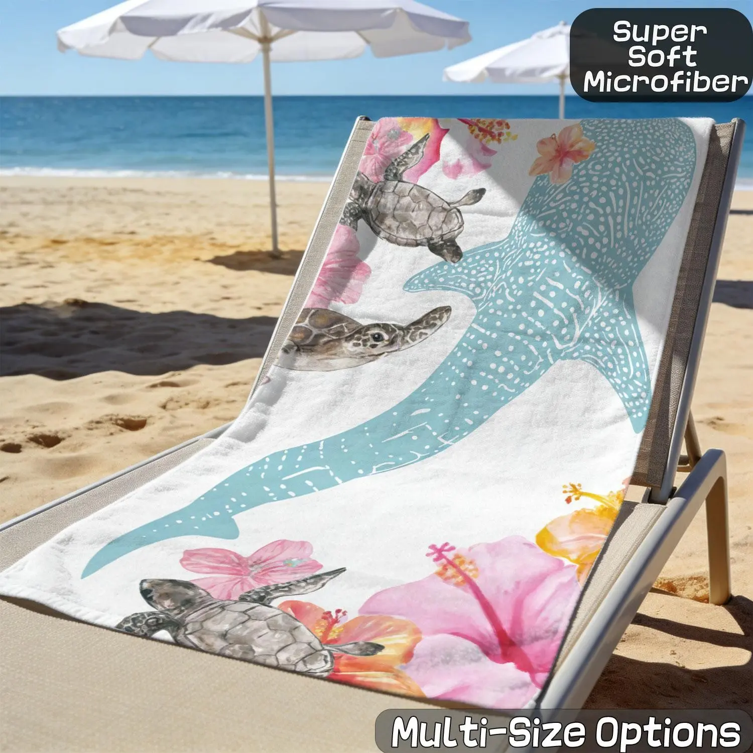1pc Tropical Whale Shark Turtle Beach Towel, Soft Absorbent Skin-Friendly, Quick-Dry Easy Clean, Quick Drying Towel, Ideal for Family, Island Travel, Pool Visit, Travel Towels