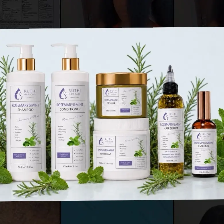 Ruthi Hair Growth Complete Set . Ruthi Hair Growth Complete Set | Rosemary & Mint Shampoo, Conditioner, Hair Mask, Hair Serum, Growth Oil & Pomade