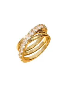 Möbius Three-Ring Gemstone Ring, Luxurious Fashion Design, Cubic Zirconia Rings, Elegant Women's Jewelry, Perfect for Dates and Holidays