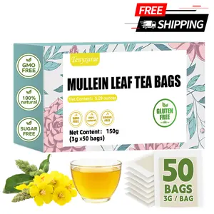 Organic Mullein Leaf Tea Bags (50 Pack, 3g/Bag) | Formulated with 100% Natural Mullein Leaves | Supports Lung Detox and Respiratory Health | Caffeine-Free | Sugar-Free | Vegan | Additive-Free | Eco-Friendly Individual Wraps
