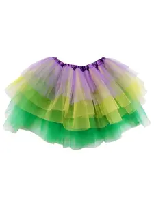 Purple, Yellow, Green 6 Layer Tutu Skirt Mardi Gras Costume for Girls, Women, Plus