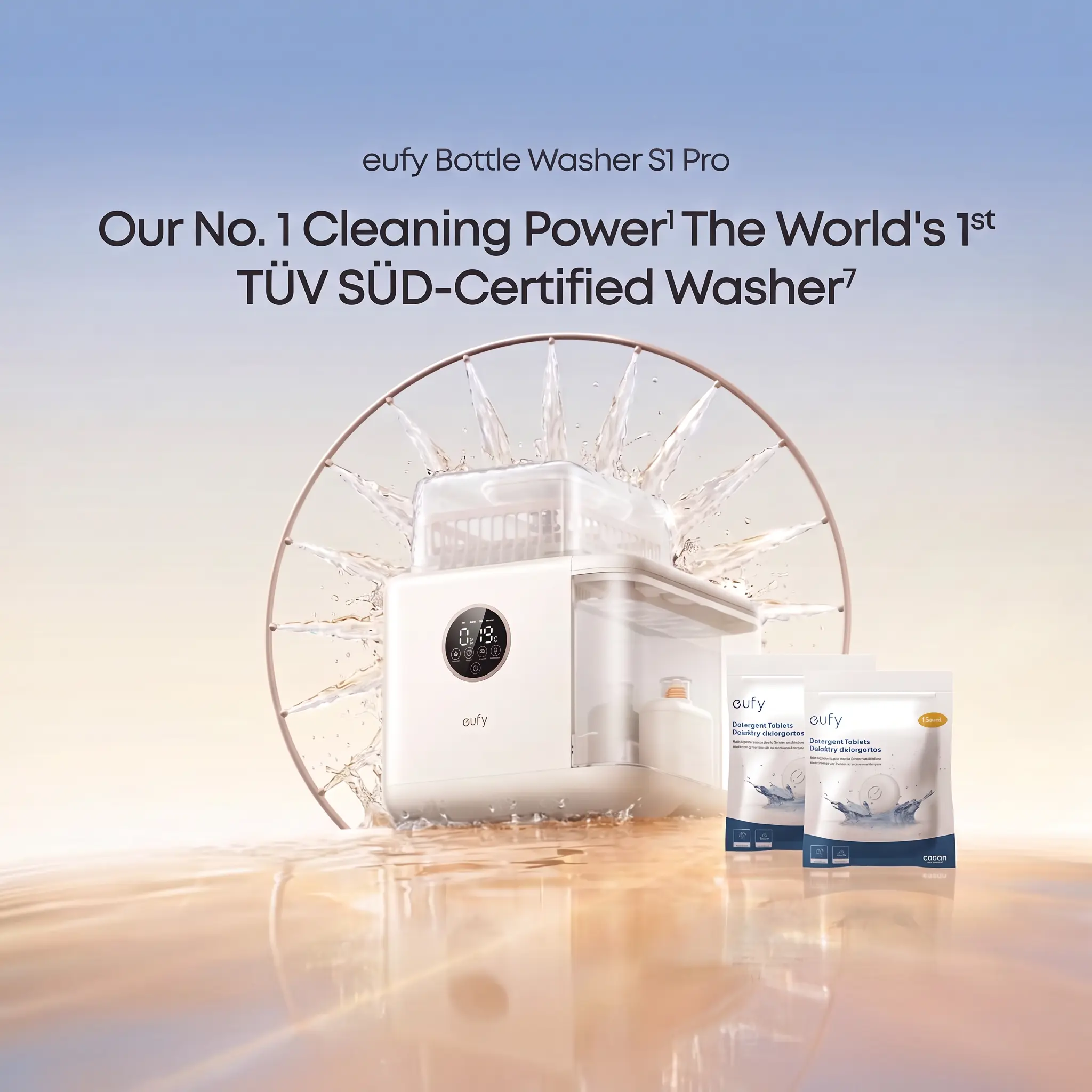 eufy Bottle Washer S1 & Bottle Washer S1 Pro,  Built-in Water Softener, All-in-One 3D HydroBlast Washer, 212°F Steam Sterilizer & Thoroughly Fast Dryer, Largest 10-Bottle Capacity, Smart App Control, Hands-Free. FSA-HSA eligible