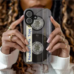 Retro cassette tape pattern phone case for iPhone 16/15/14/13 Pro Plus Max.iPhone Case Compatible with iPhone 15 16 14 17 Pro Max 13 12 11 XR AIR XS Plus Cute Soft Silicone Drop Protection Rugged and Durable gift for her