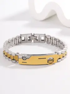 A golden double crown business style stainless steel wrist bracelet is simple, high-end men's bracelet, suitable for business, leisure, various occasions, gift choices and High Quality Bracelet