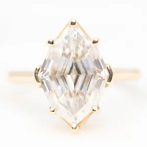 Margaret Ring with a 5.24 Carat Geometric Marquise Moissanite in 14k Champagne Gold - Ready to Size and Ship