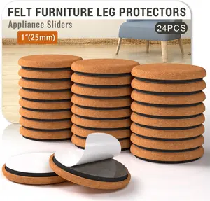 Felt Furniture Leg Protectors 24Pcs 1 Inch 25mm Stronger Felt & EVA Pads for Hardwood Floors Prevent Scratches Reduce Noise Furniture Sliders Hardware Home