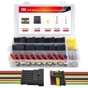 Nilight 260PCS 6 Pin Electrical Connector ‎Plug Male Female Terminal Wire Waterproof Connectors 6 Way Automotive Connect Set for Car Truck Motorcycle Marine Boat 10 Sets