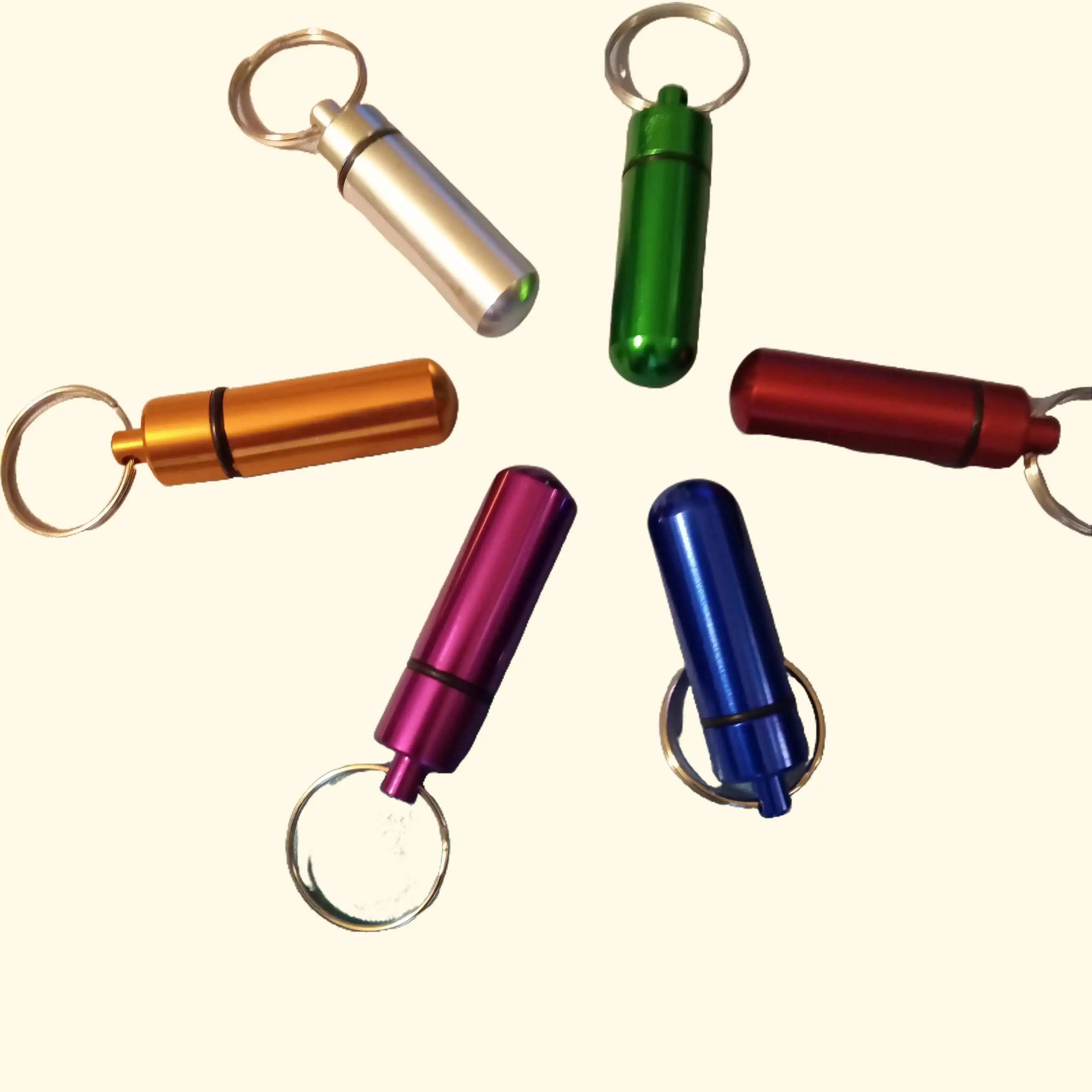 Portable Pill Case With Keychain, Waterproof Aluminum Pill
