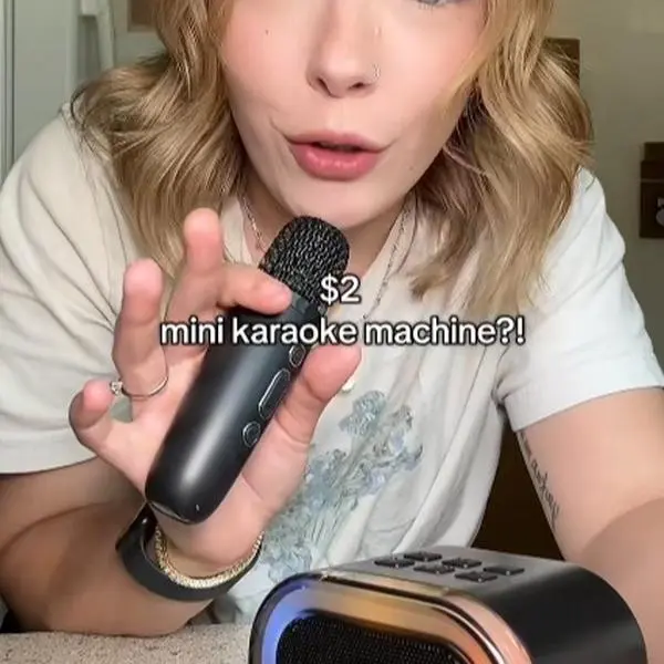 Mini Karaoke Microphone - Portable, Rechargeable Bluetooth Party Speaker with Echo Effect, Lights Compatible with Android Devices
