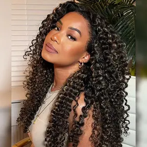 Pizazz Hair M1b/27 Blonde Highlight Curly Wigs 8x5 Pre Cut Glueless HD Lace Frontal Virgin Human Hair Wig For Women