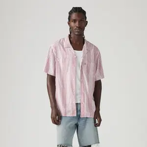 Levi's Men's Relaxed Fit Short Sleeve Striped Camp Button-Down Shirt