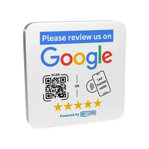 Revuzee Google Tap Counter Plate with QR Code - White | 3M Adhesive Acrylic  Counter Display Plate for Restaurant, Salon, Shop – One Tap Smart Review Sign - Maximize Customer Insights for Business