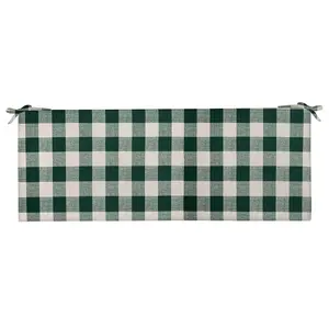 RSH Décor Green Buffalo Plaid Indoor Outdoor Foam Cushion Bench Pad with Ties, 72” x 18” x 2”