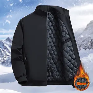 Men's winter jacket, polyester thickened windproof warm stand collar coat, daily casual outdoor formal wear, suitable for outdoor activities Long Sleeve