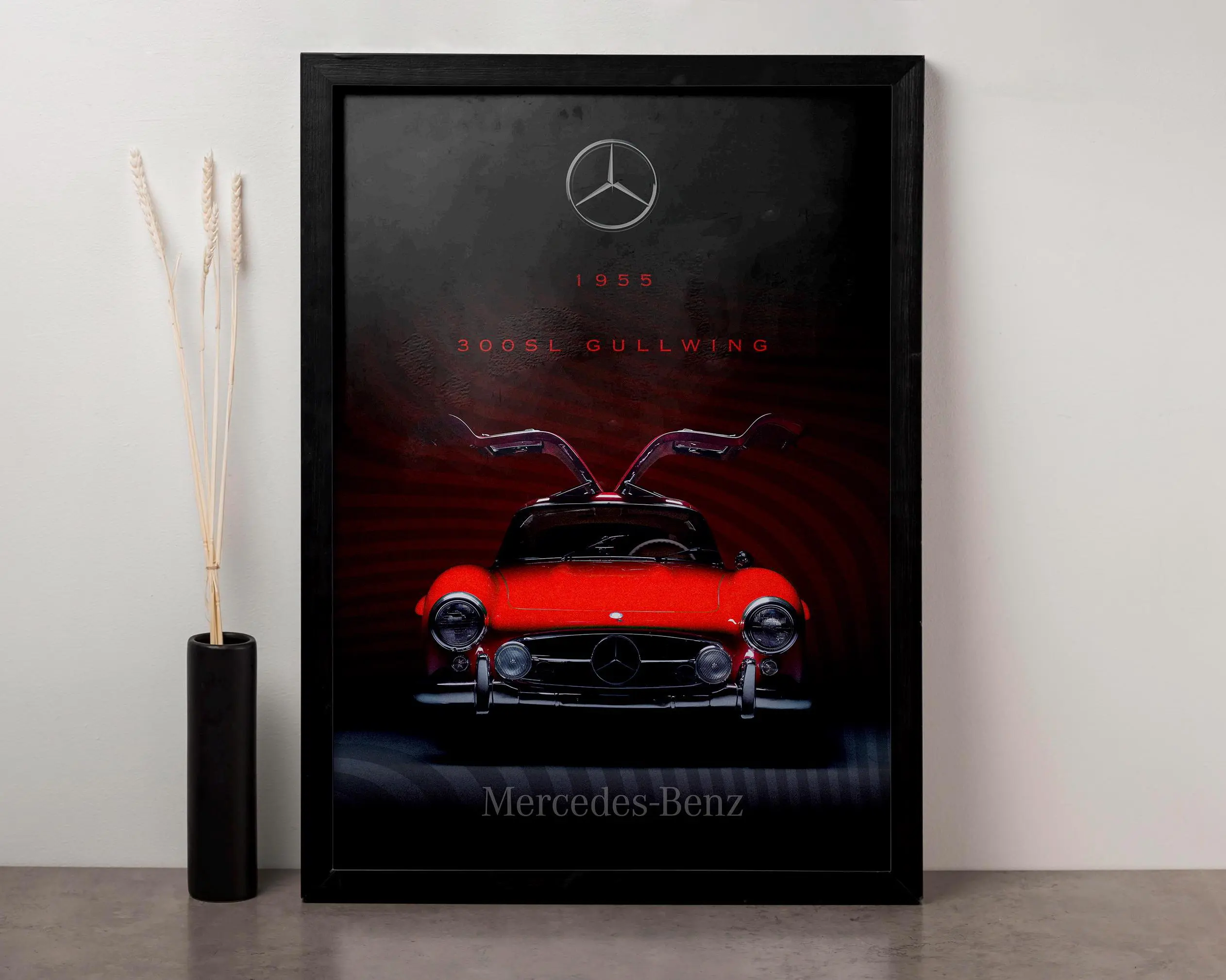 1955 Mercedes-Benz 300SL Gullwing Poster Unframed - Classic Automotive Art Print - Iconic Mercedes Decor for Car Enthusiasts