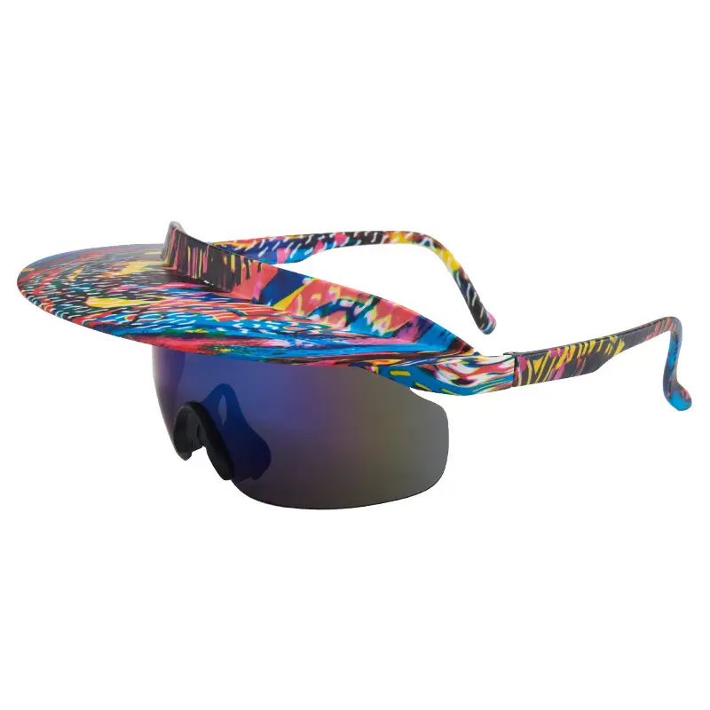 Shield Visor Sunglasses for Unisex with Integrated Hat Brim, Sporty & Lightweight Design with Mirrored Lenses and a Snug Fit for Outdoor Sports